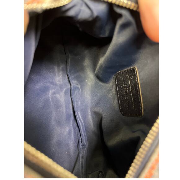 Christian Dior Homme Monogram Flight Pouch Navy Denim Orange Trim Made in Spain - Picture 8 of 14